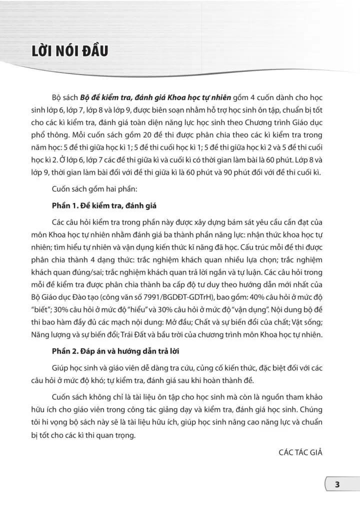 BỘ ĐỀ KIỂM TRA, ĐÁNH GIÁ KHOA HỌC TỰ NHIÊN LỚP 8 (Theo chương trình GDPT 2018)